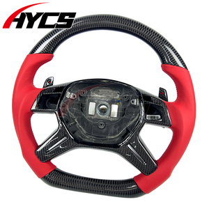 <span class=keywords><strong>Volante</strong></span> de Fibra de Carbono y Cuero Rojo Personalizado para el Interior del Automóvil Mercedes Benz Clase G G63 <span class=keywords><strong>AMG</strong></span> W463 G65 ML63 GL550 GL63 W166 - Product Image 2