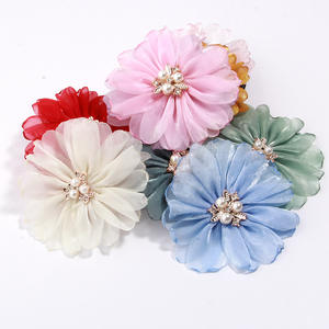 Broches de Flores Cosidos a Mano de Plástico Brillante de 9 cm con Borde Quemado y Pedrería, Borde Enrollado, para Decoración de Zapatos Deportivos, Sombreros y Ropa - Product Image 5