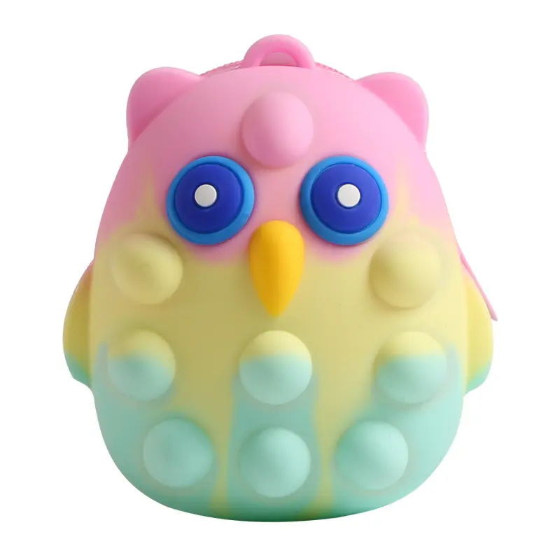 Wholesale Owl Silicone Anxiety Push Bubble Glitter Sparkly Popping Sensory Squeeze Pop Eye Fidget Toy Squishy Stress Ball