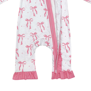 Mono RTS con estampado de lazos rosas para niña, mono de manga larga al por mayor, ropa para niños - Product Image 6