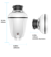 Évier de cuisine électrique domestique de grande capacité Chambre de broyage efficace en acier inoxydable à trois couches Broyeur d'ordures de cuisine