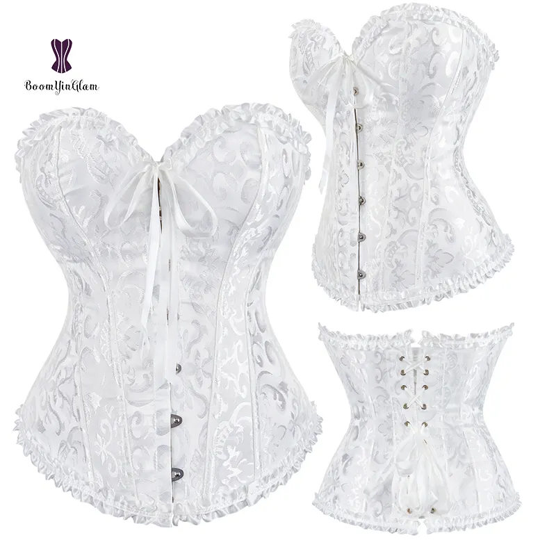 top quality wedding white overbust plus size womens corset with elastic bone