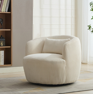 Fauteuil d'appoint moderne 360A °   Fauteuil pivotant rembourré avec dossier incurvé et rembourrage en coton pour salon, mobilier de maison - Product Image 3