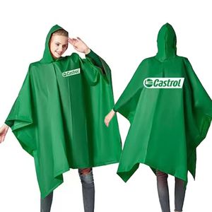 Imperméable carré pour adulte avec logo personnalisé, 100% imperméable, noir, réutilisable, poncho de pluie biodégradable en EVA avec capuche respirante - Product Image 1