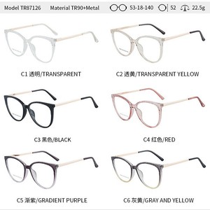 กรอบแว่นตา Tr90 ทรงแคทอาย รุ่น Tr7126 53 18 140 ป้องกันแสงสีฟ้า กรอบเต็ม สำหรับทุกเพศ เลนส์ใส - Product Image 4