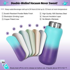 Bouteilles d'eau en acier inoxydable de 350 ml, couleur personnalisée, dégradé de couleurs, sans BPA, anti-fuite, à double paroi sous vide, pour enfants - Product Image 4