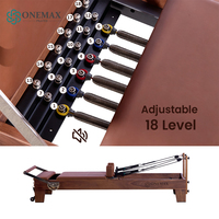 ONEMAX Reformer de Pilates en bois massif avec roues mobiles, logo personnalisé acceptable, lit d'entraînement Pilates pour le renforcement du tronc