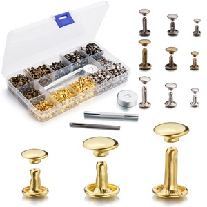 Rivets à double capuchon Source Of Five Metals, plaqués fer, durables, pour articles vestimentaires et articles en cuir - Product Image 1