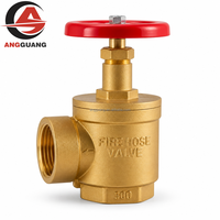 Katup Selang Pemadam Kebakaran Kuningan Tempa 300 PSI Pola Sudut, Inlet Alur NPT Betina 1.5" 2.5", Outlet Pemadam Kebakaran