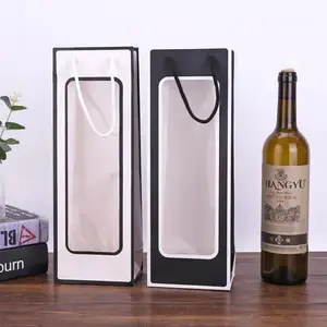 Embalaje personalizado de fábrica, papel Kraft, bolsas de regalo de lujo para botellas de vino, venta al por mayor, barato