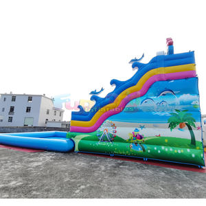 Équipement de jeux d'extérieur pour enfants, toboggan aquatique gonflable, parc aquatique commercial gonflable en forme de requin avec piscine - Product Image 4