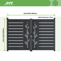 Portails de cour en aluminium pratiques, anti-escalade, faible entretien, 3x2m