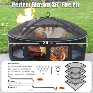 משודרג 22 אינץ 'מתכת קריסת אש בור ניצוץ מסך ניצוץ מודרני החלפת סגנון מודרני - Product Image 2