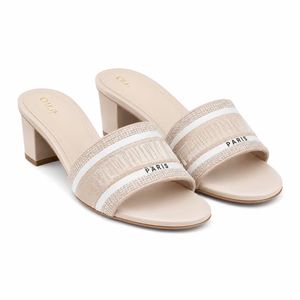 Sandalias de tacón ancho con ribete tejido para mujer, estilo mule, de punta abierta, elegantes e informales, tallas anchas, al por mayor - Product Image 5