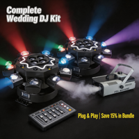 Kit d'éclairage complet pour DJ de mariage : 2x 8 projecteurs araignées + machine à fumée + contrôleur DMX – Système de scène tout-en-un pour fêtes