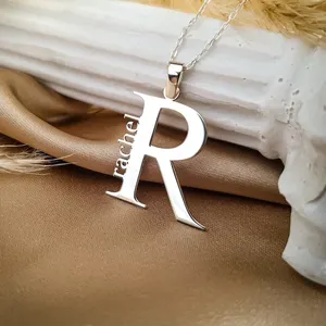 Initial Necklaces 18k Gold Plated Stainless Steel Large Big Letters Pendant Necklace Script Name Monogram Necklace women high qu