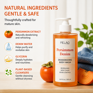 Gel Douche au Tanin de Kaki OEM, Gel Douche Désodorisant au Tanin de Kaki 16.9oz, Élimination des Odeurs Corporelles, Nettoyage en Profondeur, Doux pour Peaux Matures - Product Image 1