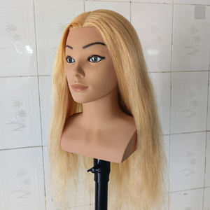 Nouvelle arrivée : <span class=keywords><strong>tête</strong></span> de mannequin d'entraînement pour coiffure avec 100 cheveux humains réels, pour la coiffure, le maquillage <span class=keywords><strong>et</strong></span> le style de cheveux - Product Image 4