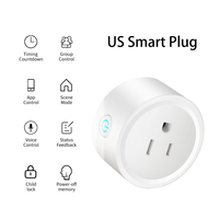 Prise murale intelligente WiFi Tuya OEM ODM 16A US, mini prise intelligente, commande à distance par application/voix, fonction de minuterie, compatible Alexa/Google Home
