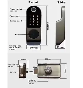 Antifurto ad alta sicurezza Tuya WIFI e bluetooth serratura intelligente per impronte digitali opzionale