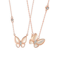 Elegante S925 Sterling Silber Feinschmuck Perlmutt Schmetterling Anhänger Halskette Süßer Leichter Luxus Damen Großhandel Bijoux Collares