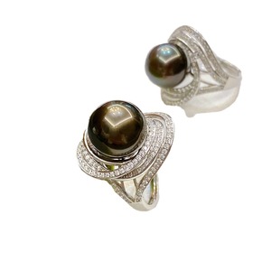 Tahitian Peacock Green & Black <b>Pearl</b> S925 Pure Silver <b>Ring</b> 12-11mm Smooth Delicate Skin Finish Paired with Gift Box - Product Image 5