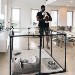 Transparent Acrylic Dog Playpen Steel Indoor Puppy Pen Clear Dog Play Pen with Pets Fence for Cats