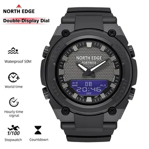 Montres numériques pour hommes NORTH EDGE <span class=keywords><strong>FORTRESS</strong></span>, sportives, étanches 50M, horloge masculine, heure mondiale, compte à rebours, électronique, LED, Montre Pour Homme - Product Image 1