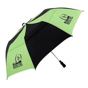 Bulk Metal Frame Custom Logo With Air Vent Commercial Auto Open 2 Folds Umbrella