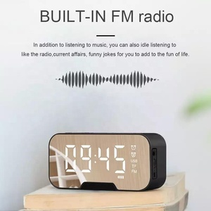 Q5 Hot Bán mini LED gương BT loa AUX TF FM Đài phát thanh Kép Báo động kỹ thuật số bảng đồng hồ xách tay có thể sạc lại loa không dây - Product Image 4