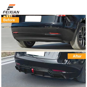 Pour Tesla Model 3 2019-2024 Kit Carrosserie Complet (Lèvre Avant, Lèvre Arrière, Jupes Latérales, Ailerons Latéraux, Canards de Pare-chocs) en ABS Poli, Installation Facile - Product Image 3