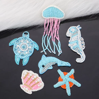 Appliques 3D personnalisées faites à la main avec paillettes, animaux marins, étoiles de mer, coquillages, tortues de mer, dauphins, strass perlés, broderie PVC