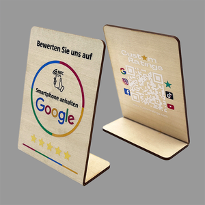 16 Years Custom 13.56Mhz <strong>Smart</strong> NFC Cards RFID Wood Google Review Card QR <strong>Code</strong> Wooden Hotel Card Nfc Social Media Reviews Stand - Product Image 2