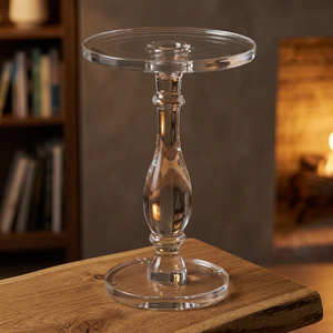 TW AF-125 Acrylic <b>Folding</b> Coffee <b>Table</b> Clear Top Stainless Base <b>Modern</b> Design Customizable Multi-Purpose Living Room Furniture - Product Image 2