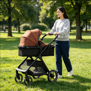Poussette Bébé EN1888 High View, Landau Réglable Pliable à un Bouton, Châssis en Aluminium, Ceinture de Sécurité 5 Points, Kinderwagen - Product Image 5