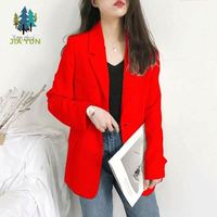 Blazer long à manches longues pour femme, avec poches, couleur unie, coupe ample, style décontracté, veste de bureau, printemps-automne