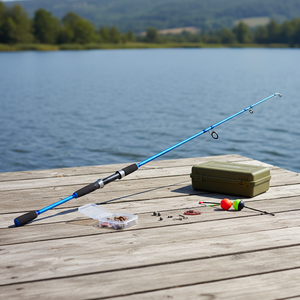 <span class=keywords><strong>Canne</strong></span> à pêche solide en fibre de verre de 2,1 m pour la pêche au bar, 2 cannes spinning solides pour la pêche au poisson-chat, au carpe crucian, en rivière et en lac - Product Image 1