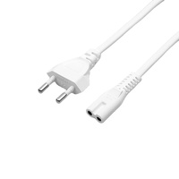 Kabel Daya AC IEC C7 Ke Eropa EU Soket Kabel 2 Pin untuk Lampu Meja Adaptor Printer Speaker Kabel 8 Akhir Putih