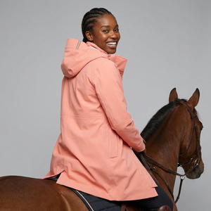 Parka longue en cuir et maille OEM pour <span class=keywords><strong>femme</strong></span>, imperméable, coupe-vent, séchage rapide, pour sports équestres, randonnée et <span class=keywords><strong>équitation</strong></span> en extérieur - Product Image 1