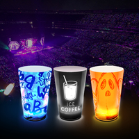 Lunettes LED contrôlées par DMX, tasses lumineuses RGB, télécommande radio, design double taille, couleurs et logos personnalisables, très demandées pour les concerts