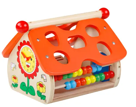 木製ビルディングブロック知恵の形の家認知形デジタルカラー子供のパズル早期学習おもちゃキッズギフト