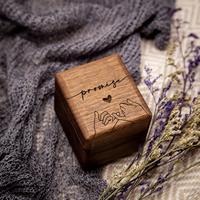 Boîte à bijoux en noyer noir pour alliances, étui de rangement compact haut de gamme, support pour colliers et boucles d'oreilles, boîte cadeau à trois compartiments