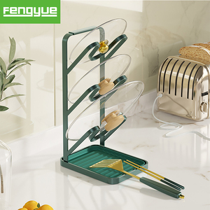 Gabinete de cocina de Pie ajustable de metal, cubierta de tapa de olla, soporte para sartenes y utensilios de cocina, estante organizador - Product Image 1