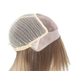 Perruque <span class=keywords><strong>de</strong></span> style droit pour femmes <span class=keywords><strong>Champagne</strong></span> clair 5.5*5.25 fermeture <span class=keywords><strong>de</strong></span> dentelle <span class=keywords><strong>de</strong></span> base Mono racines brunes blanches rembourrées PU matériel <span class=keywords><strong>de</strong></span> cheveux humains bruts - Product Image 5