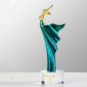 ブルーダンサートロフィー手彫刻クリスタル樹脂賞ダンスコンペティション彫刻ガラス素材 - Product Image 2