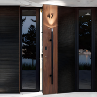 Portail de jardin en aluminium pour piétons avec serrure numérique intelligente, finition grain de bois, gravure CNC, résistant aux intempéries, portail d'entrée de cour