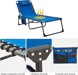 Al Aire Libre portátil de acero de aluminio de patente de acero cómodo de espuma acolchada cama plegable cama de camping Silla de playa salón de sol