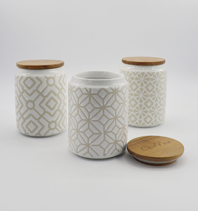 Lọ Đựng Đồ Độc Đáo Bán Sỉ Từ Nhà Máy Với Nắp Gỗ Bộ Hộp Gốm Để Đựng Đồ Nhà Bếp - Product Image 3