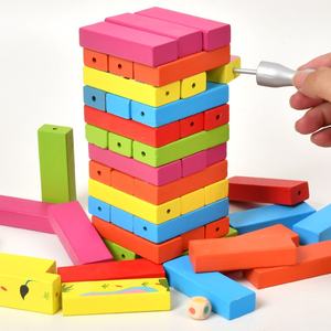 Coloré 54 pièces bricolage bloc de construction ensemble grand nombre jouet <span class=keywords><strong>en</strong></span> <span class=keywords><strong>bois</strong></span> pour dominos à empiler éducatifs - Product Image 1