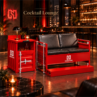 Ensemble de mobilier de salon de style conteneur commercial avec canapé, fauteuil et armoire latérale pour café, bar, réception et salles d'attente